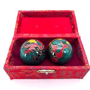 Ancient City Health Ball Factory Baoding China Meditation Chime In Red Silk Box